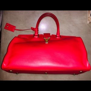 Yves Saint Laurent Red Leather Top Handle Bag